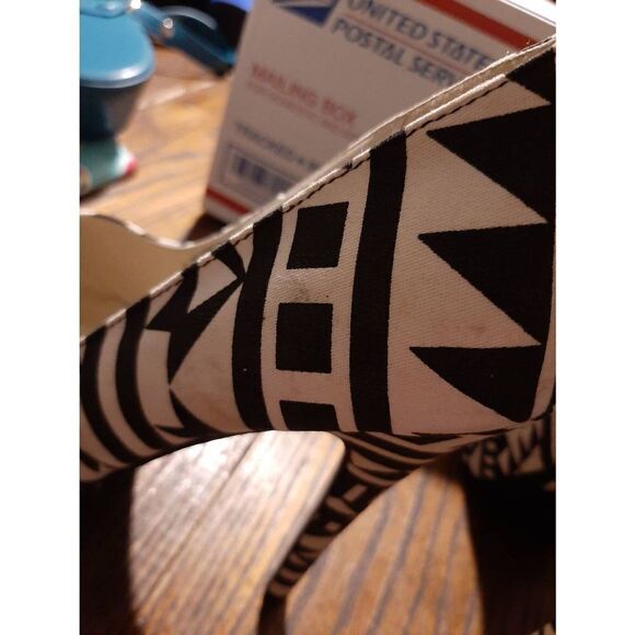 Size 9 Bumper Black White Geometric Print Platform Pump Stiletto High Heel Shoes - Picture 6 of 8